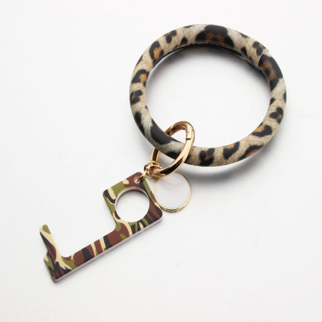 PU leather bracelet door opener keychain