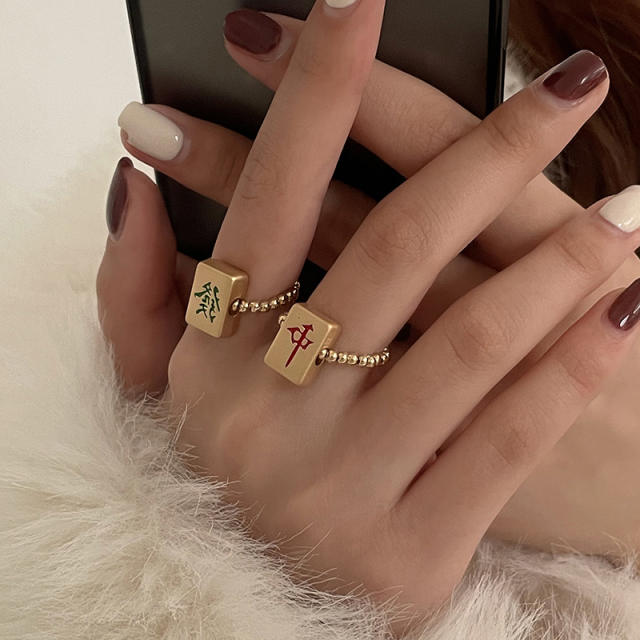 The Chinese mahjong beaded finger ring