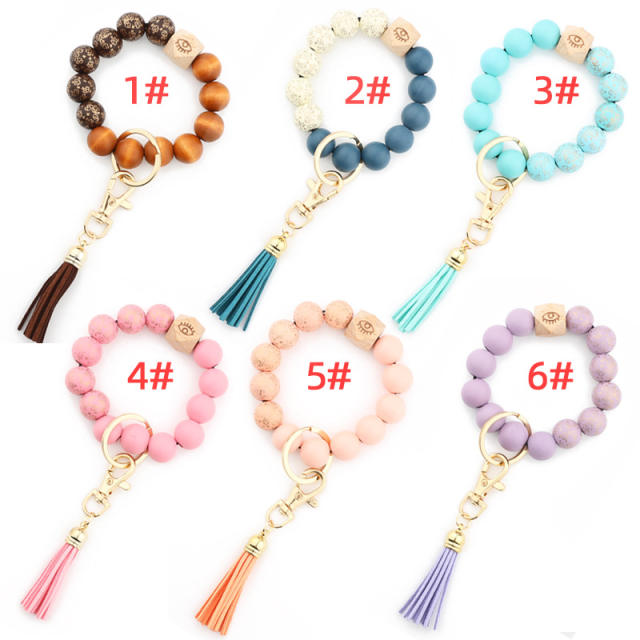 Tassel bead bracelet keychain