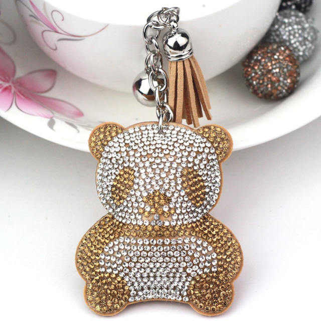 Diamond panda tassel keychain