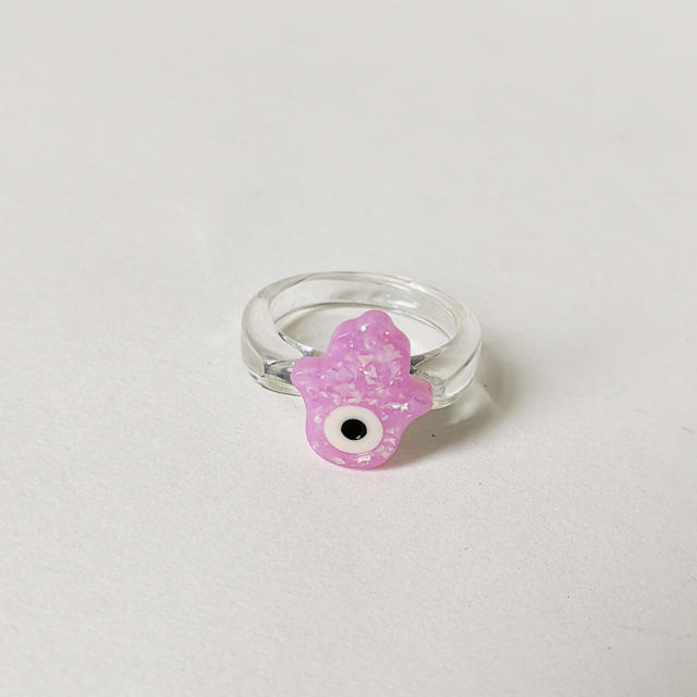 Color resin fatima evil eye finger ring