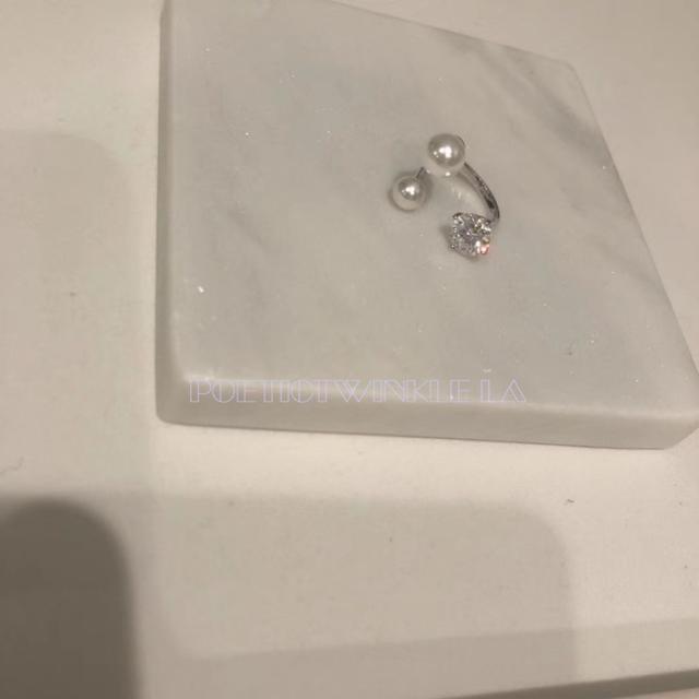 Diamond pearl cuff ring