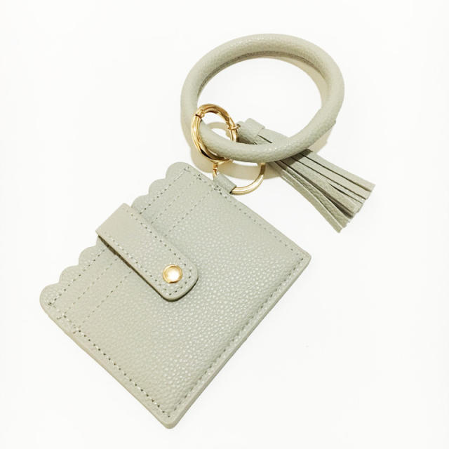 PU tassel bracelet card holder keychain