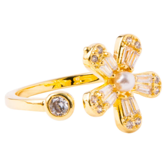 Fashion light gold diamond butterfly open ring