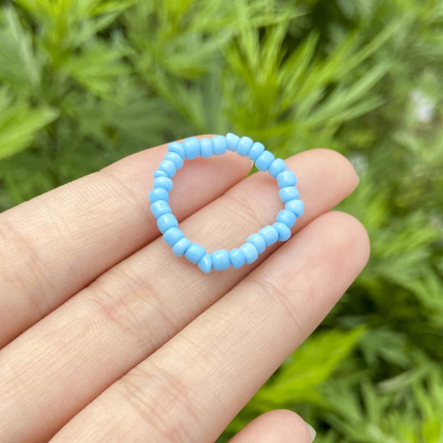 Boho seed beads color finger ring