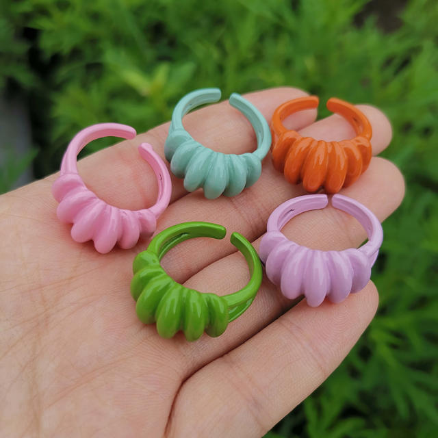 Candy color resin open finger ring