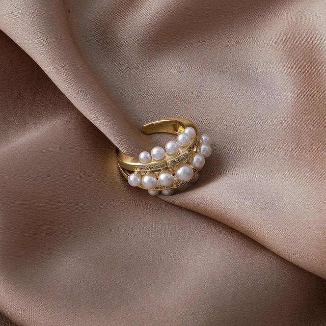 Pearl open finger ring