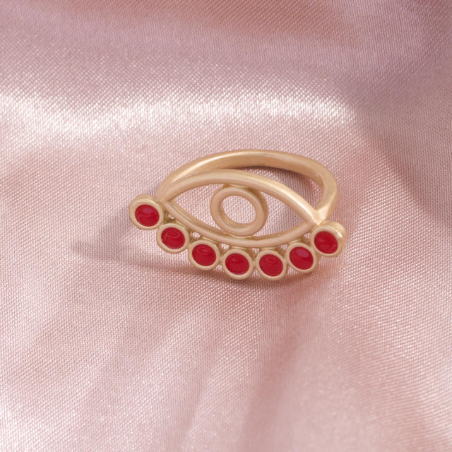 Hollow evil eye enamel finger ring