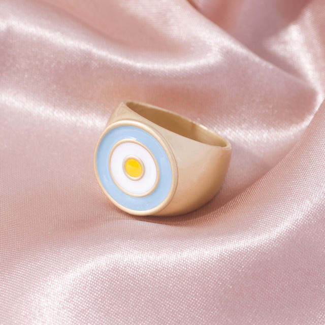 Three circle color enamel finger ring