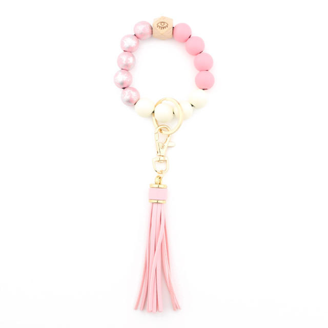 Tassel bead bracelet keychain