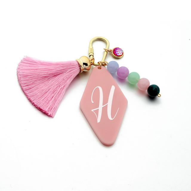 Initial letter tassel key chain