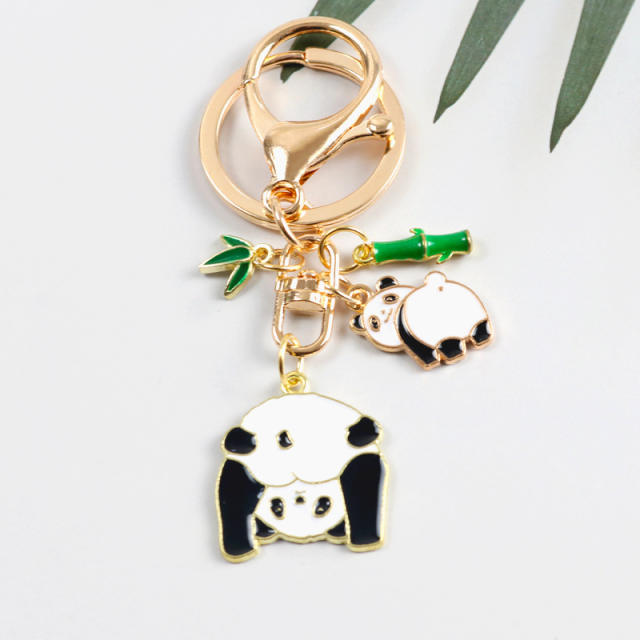 Cute panda metal keychain