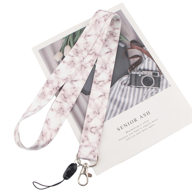 Gradient color marble pattern lanyard keychain
