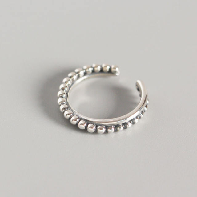 S925 small beads line open ring
