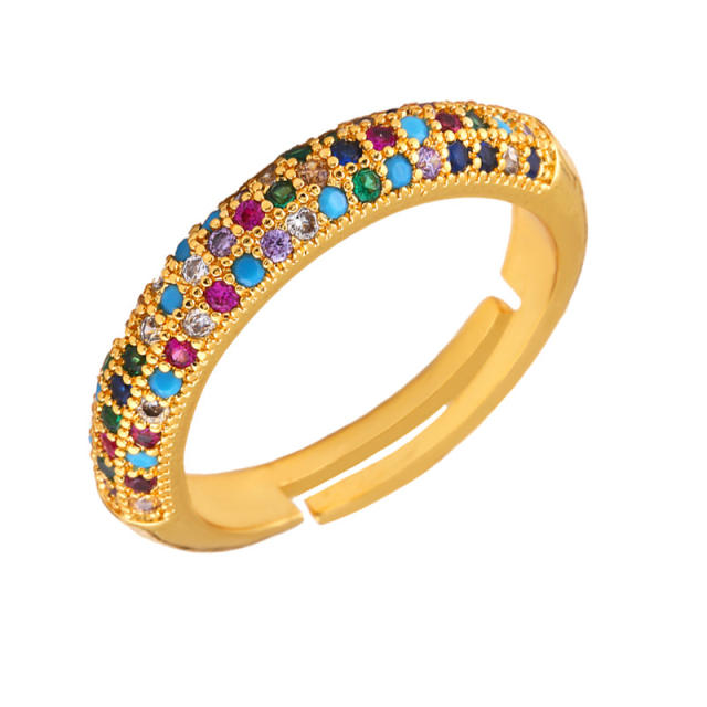 Fashion half circle color zircon ring
