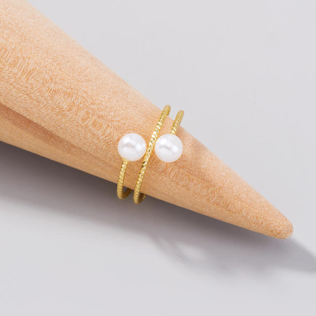 Pearl multi-layer adjustable ring