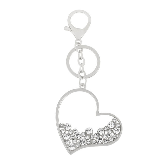 Rhinestone heart metal keychain