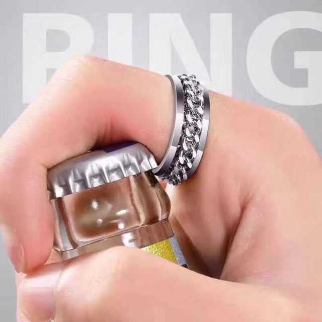 Silver chain punk finger ring