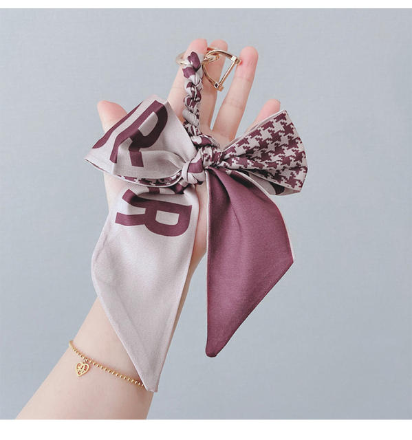 Simple silk scarf bow keychain