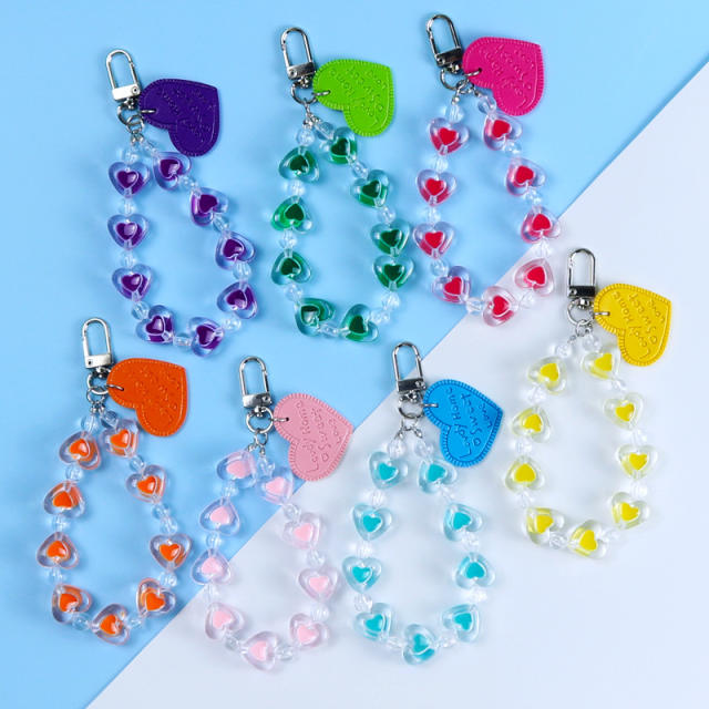 Transparent heart colored keychain