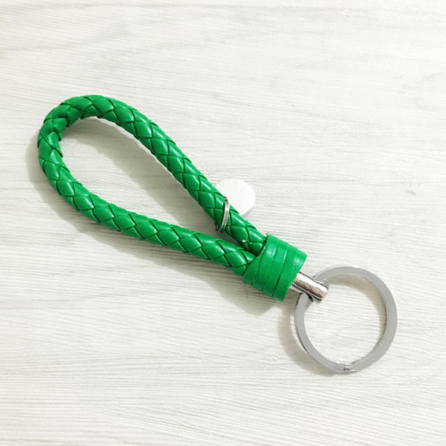 Braided PU leather simple keychain