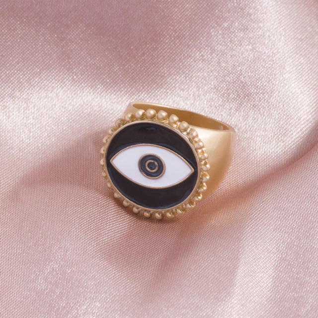 Evil eye enamel finger ring