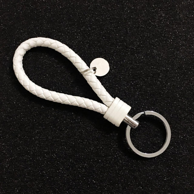 Braided PU leather simple keychain