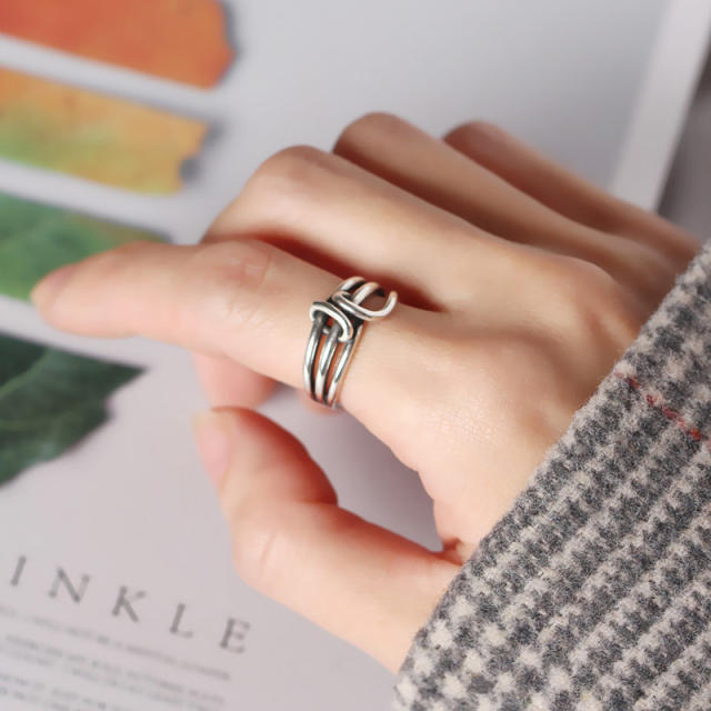 S925 winding line multi-layer open ring