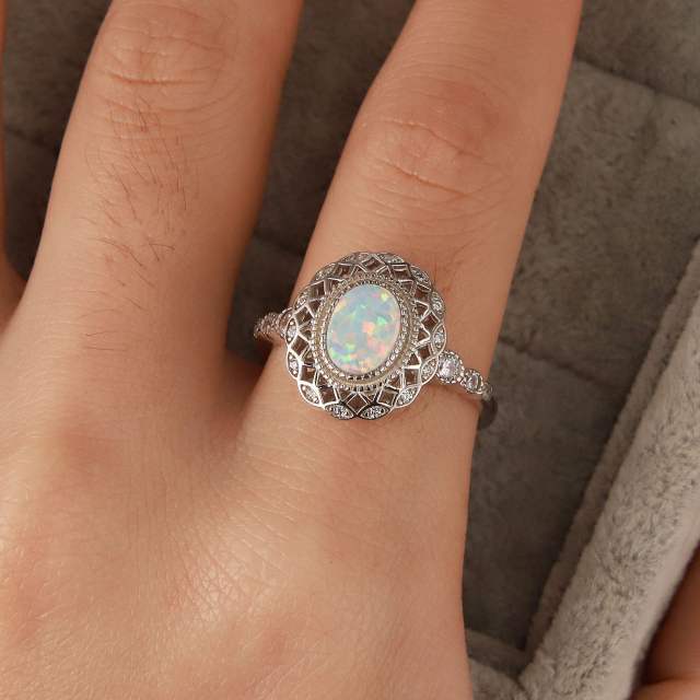 Vintage S925 opal stone rings
