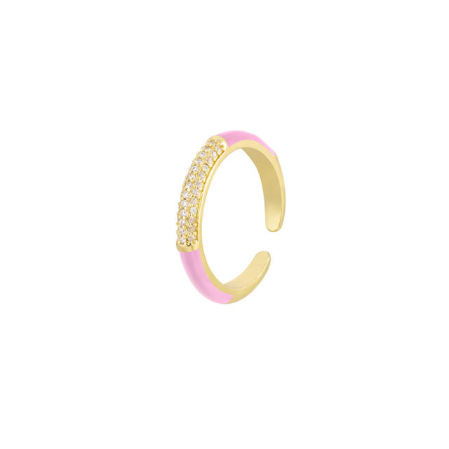 Color enamel diamond open finger ring
