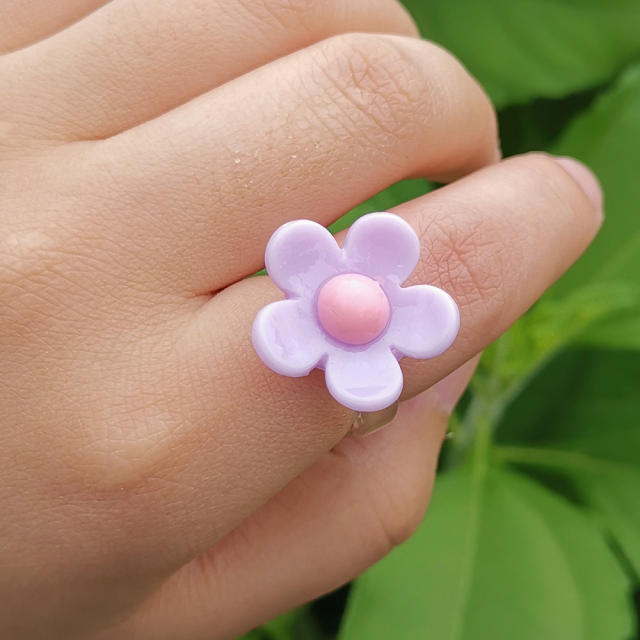 Bloom flower resin finger ring