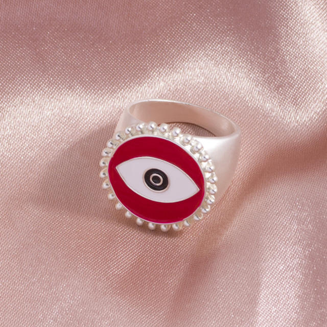 Evil eye enamel finger ring