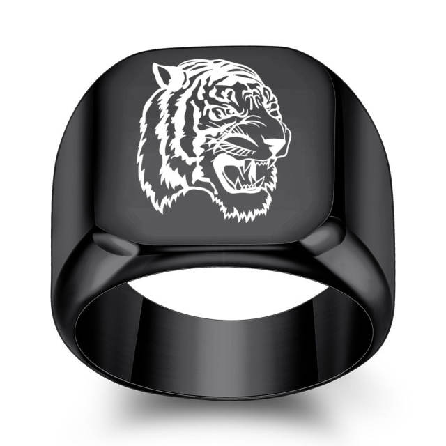 Chinese style tiger titanium steel ring