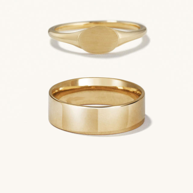 2pcs simple metal finger ring set