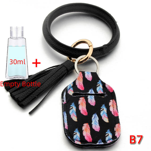 PU leather bracelet tassel empty bottle cover keychain