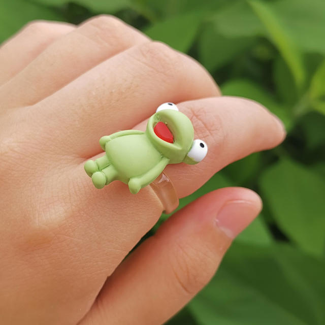 Cartoon frog character resin finger ring