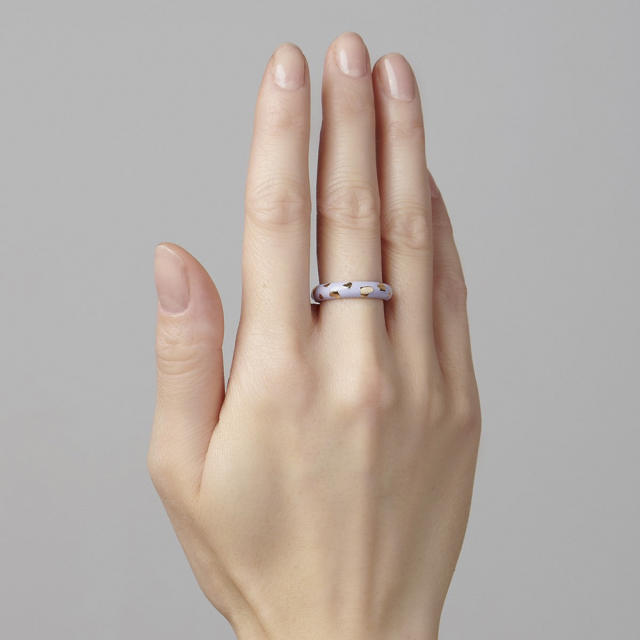 Tiny heart color enamle finger ring