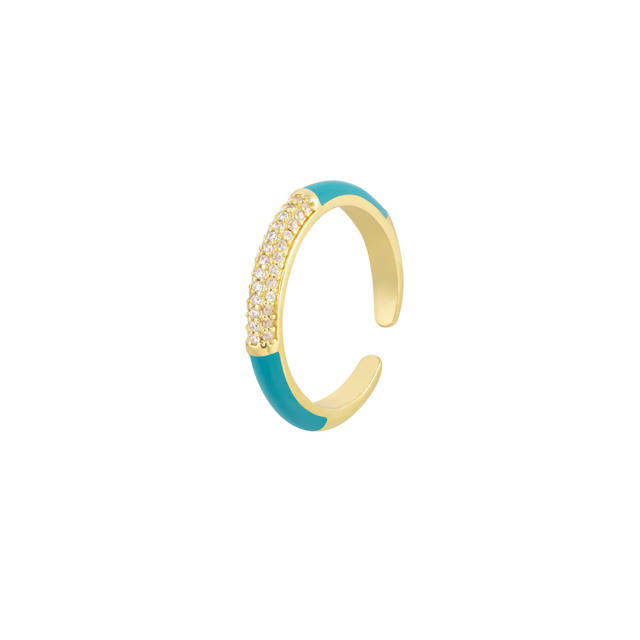 Color enamel diamond open finger ring