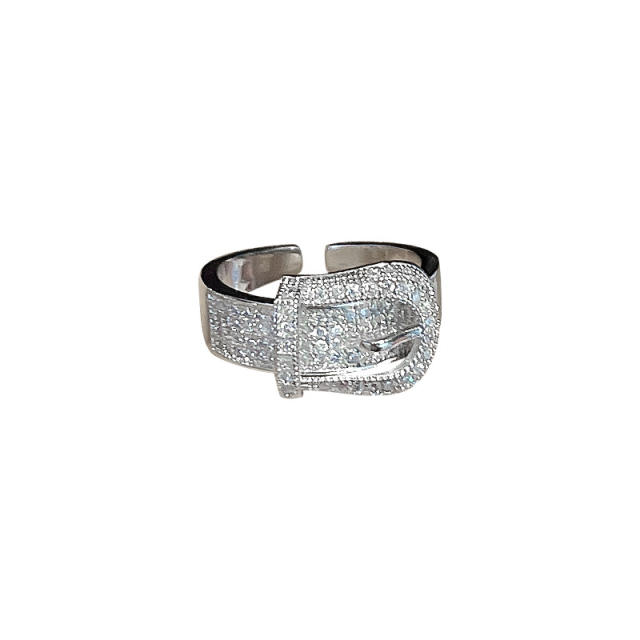 Diamond belt buckle open finger ring