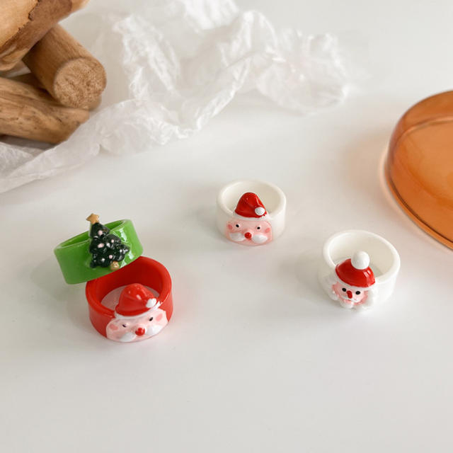 Christmas Santa Claus acrylic finger ring