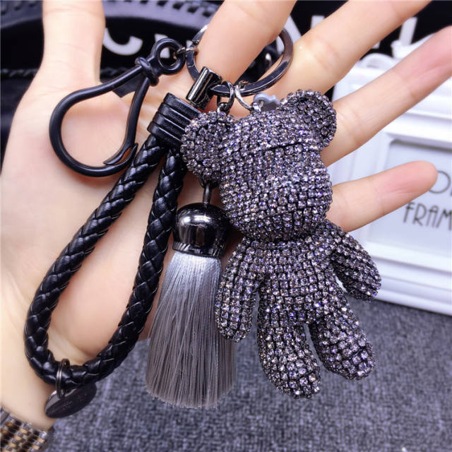 Diamond tassel bear keychain