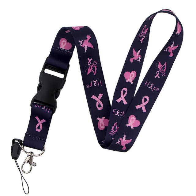 Red ribbon lanyard keychain