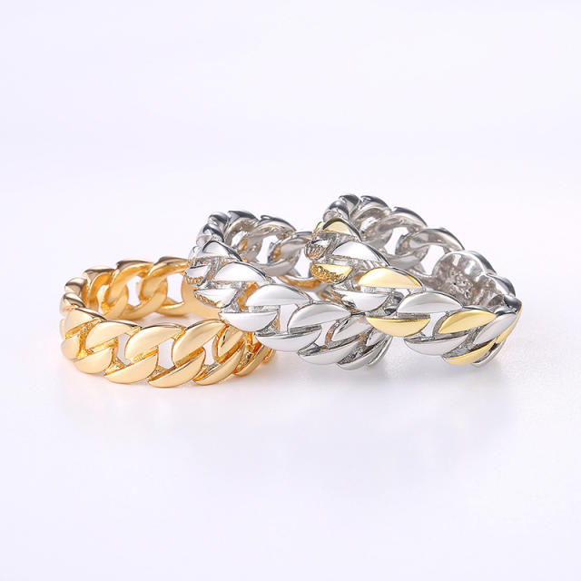 Two-color chain finger ring for men