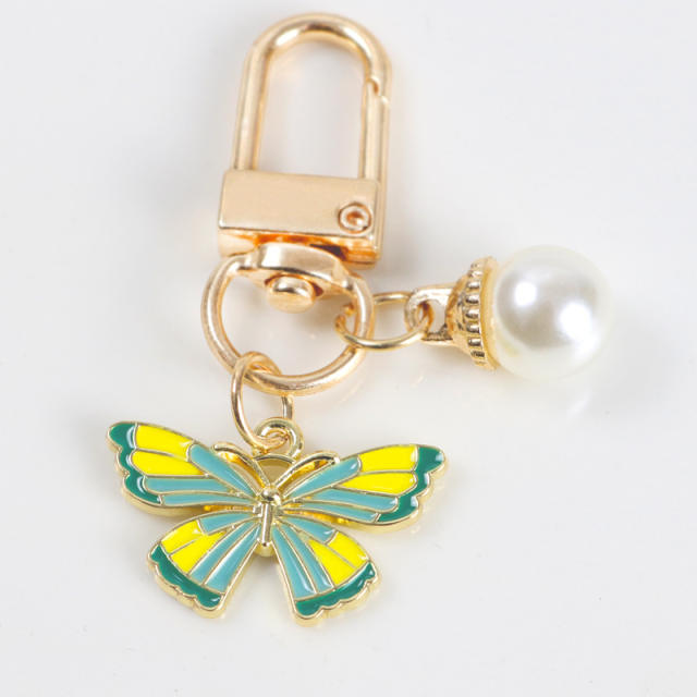 Colored butterfly metal keychain