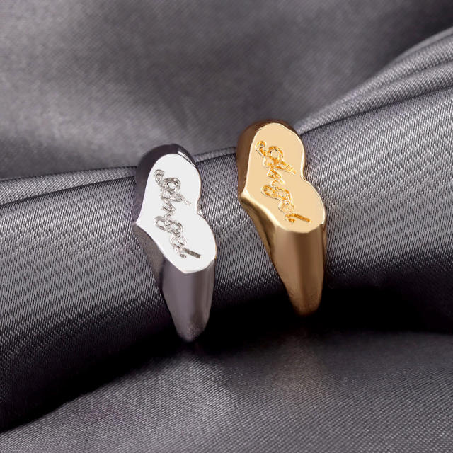 Angel letter signet rings