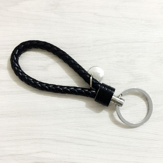 Braided PU leather simple keychain