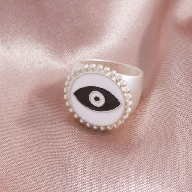 Evil eye enamel finger ring