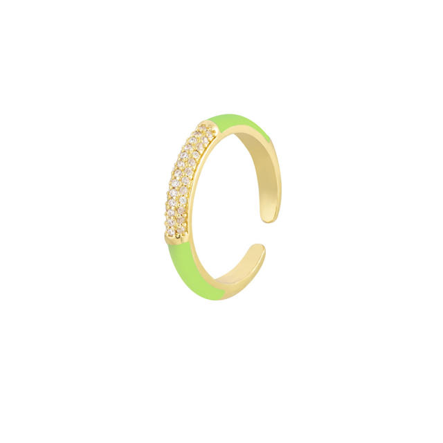 Color enamel diamond open finger ring