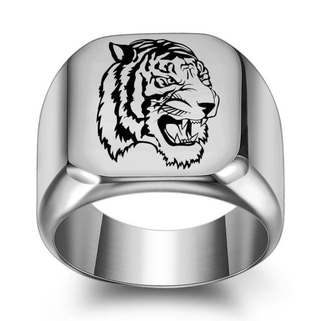 Chinese style tiger titanium steel ring
