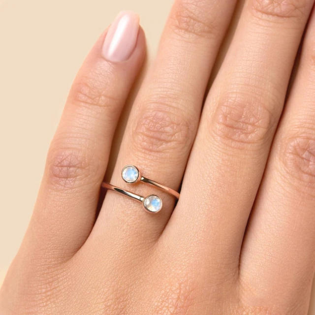 S925 sterling silver moonstone rose gold color rings